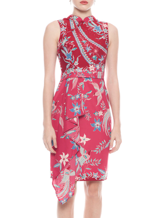 Dress Cheongsam Flower Red