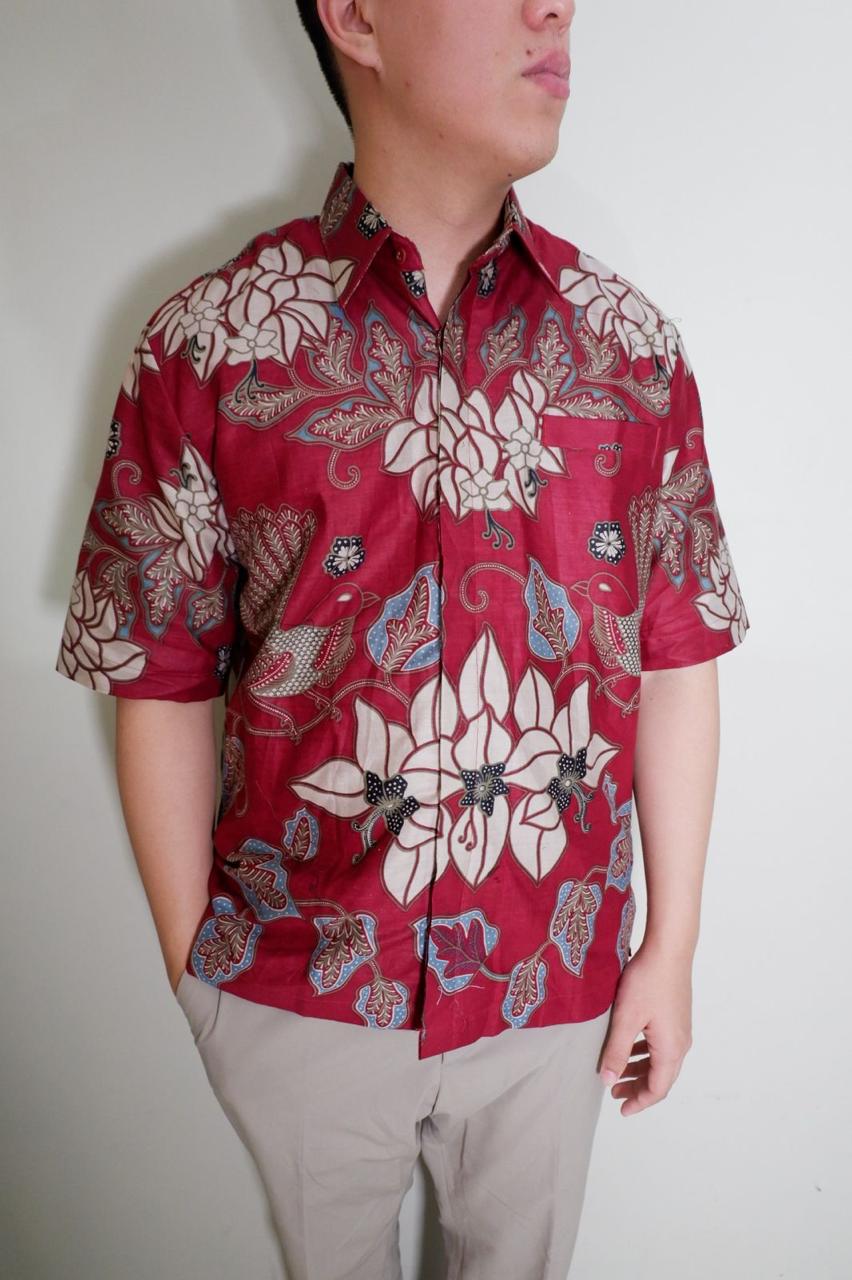 Men Shirt CNY Red Jasmine Floral