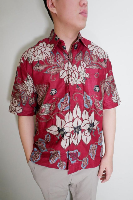 Men Shirt CNY Red Jasmine Floral