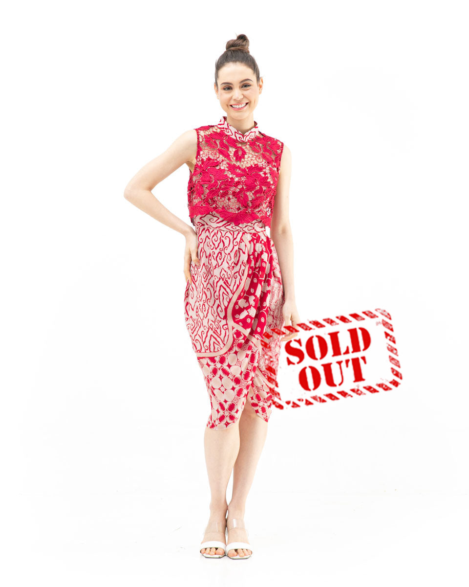 Dress Lace Prada Maroon Batik