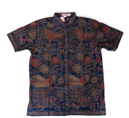 Men Shirt Blue Red Flowery