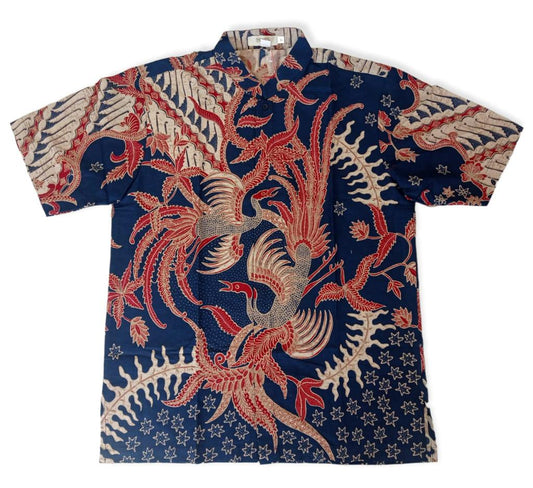 Men Dark Blue Dragon Shirt