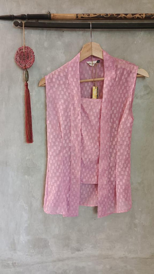 Top Sleveless Kebaya Obi Pink