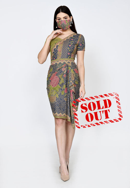 Dress Sabrina Batik with Green Lace